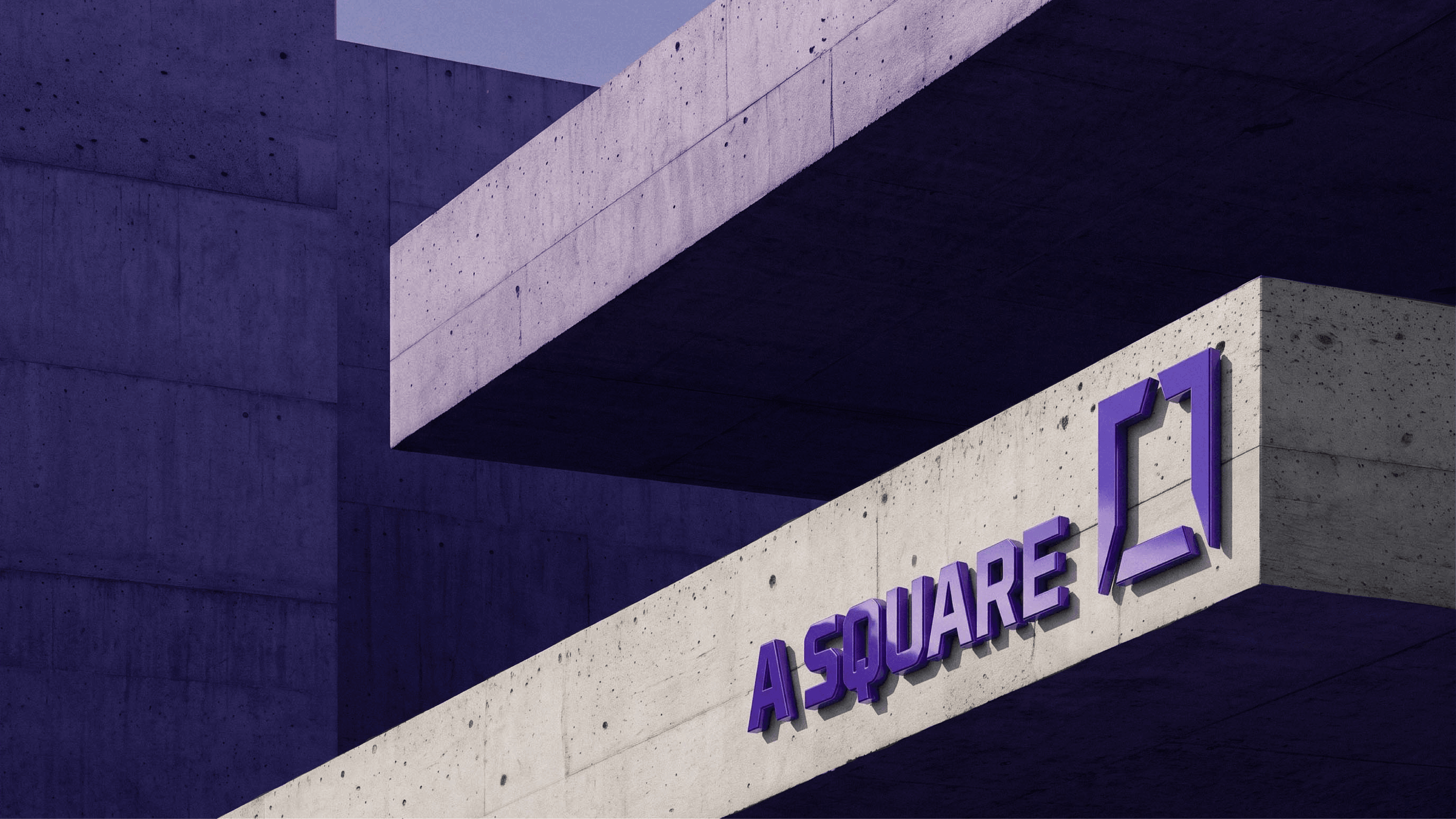 Concrete venue structure with the A Square mark